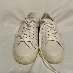 Madewell White/Ivory Low Top Leather Sneakers Size 7M - Style# ND989 - NIB